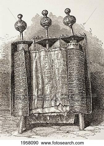 Illustration Of Ancient Copy Of Samaritan Torah Or Samaritan Pentateuch. From El Mundo Ilustrado, Published Barcelona, Circa 1880. View Large Photo Image Stock Image - Illustration Of Ancient Copy Of Samaritan Torah Or Samaritan Pentateuch. From El Mundo Ilustrado, Published Barcelona, Circa 1880.. Fotosearch