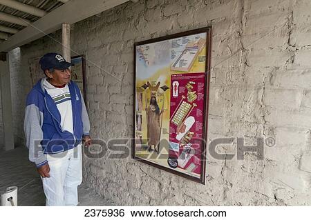 Stock Photograph - Illustration of the Lady of Cao Moche deities in the ceremonial precinct where the Royal Tomb of the Lady of Cao and her escorts was found at Huaca Cao Viejo (or Huaca Blanca) at El Brujo Archaeological Complex, La Libertad, Peru. Fotosearch