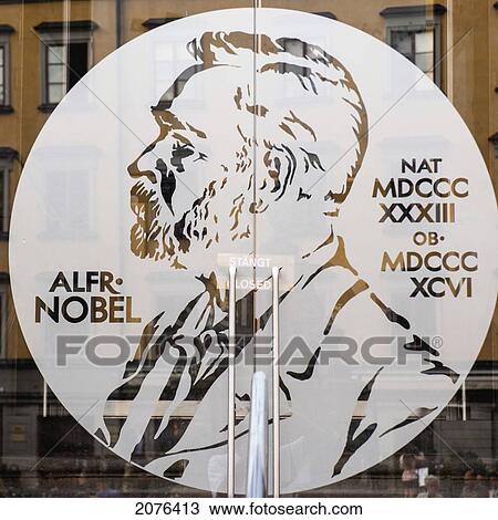 Stock Image - Image Of Alfred Nobel On A Window; Stockholm Sweden. Fotosearch