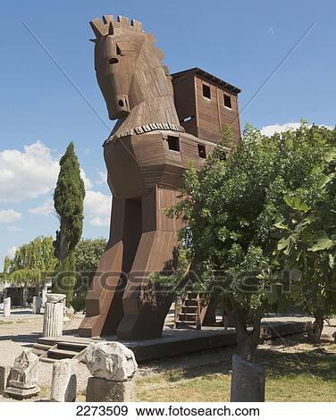 Imaginary reconstruction of the trojan horse; troy canakkale province turkey View Large Photo Image Stock Photo - Imaginary reconstruction of the trojan horse; troy canakkale province turkey. Fotosearch