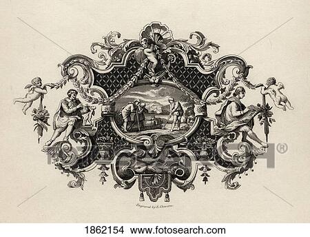 Impression From A Silver Tankard Designed By Hogarth From The Works Of Hogarth Published London 1833 View Large Photo Image Picture - Impression From A Silver Tankard Designed By Hogarth From The Works Of Hogarth Published London 1833. Fotosearch