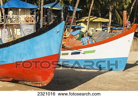 India, Colorful Fishing Boat On Palolem Beach; Goa View Large Photo Image Stock Photograph - India, Colorful Fishing Boat On Palolem Beach; Goa. Fotosearch