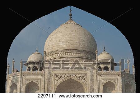 Stock Image - India, Detail of Taj Mahal; Agra. Fotosearch