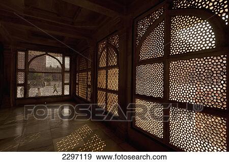 India, Fatehpur Sikri; Agra, Looking through stone lattice grills in Jami Masjid View Large Photo Image Stock Photo - India, Fatehpur Sikri; Agra, Looking through stone lattice grills in Jami Masjid. Fotosearch