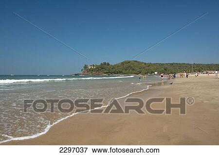India, Goa, View of beach at sunny day; Baga View Large Photo Image Stock Photo - India, Goa, View of beach at sunny day; Baga. Fotosearch