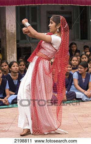 Stock Image - India, Gujurat State, Dancing Girl; Ahmedabad City. Fotosearch