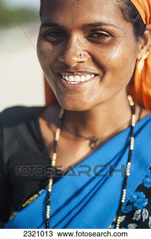Stock Image - India, Indian Woman On Palolem Beach; Goa. Fotosearch