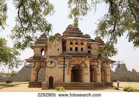 Stock Photography - India, Karnataka, View of Lothus Mahal; Hampi. Fotosearch