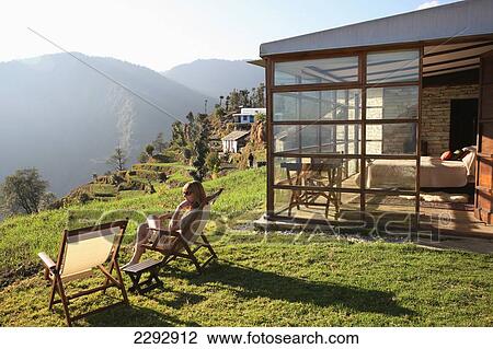 Stock Image - India, Leti 360 Hotel in indian Himalayas on Kuomaon trek; Uttaranchal. Fotosearch