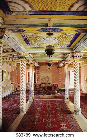 Stock Photo - India, Rajasthan, interior of living room; Dungarpur, Juna Mahal Palace. Fotosearch