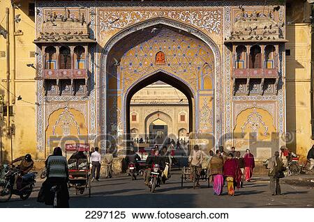 India, Rajasthan, Looking through old city gates to City Palace; Jaipur View Large Photo Image Stock Photography - India, Rajasthan, Looking through old city gates to City Palace; Jaipur. Fotosearch