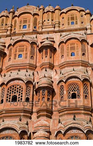 Stock Image - India, Rajasthan, Wind Palace in downtown center of Pink City; Jaipur. Fotosearch
