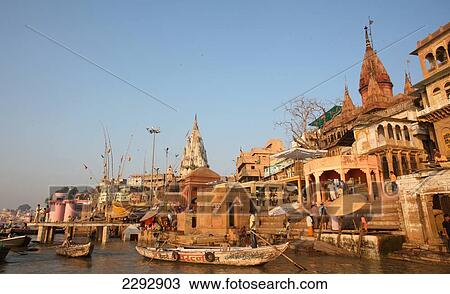 India, Rowing boats on Ganges river; Varanasi View Large Photo Image Stock Image - India, Rowing boats on Ganges river; Varanasi. Fotosearch