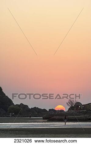 Stock Photograph - India, Sunset On Palolem Beach; Goa. Fotosearch