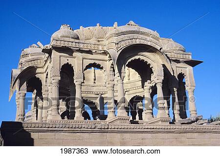 Stock Image - India, Traditional stone structure in Jain Temples; Rajasthan. Fotosearch