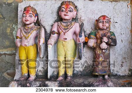 Stock Photo - India, Uttar Prasesh, Deities on the Panchakroshi Pradakshina (Outer Pradaktion) or holy Hindu pilgrimage circuit; Varansi. Fotosearch