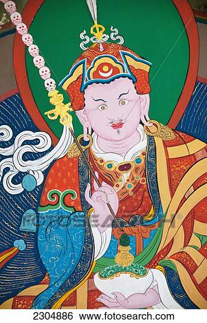 India, West Sikkim, near Pell, Detail of mural of Guru Rinpoche (Padmasambhava) at Pemayangtse Monastery. 17 CE; Pemayangtse Monastery View Large Photo Image Stock Photograph - India, West Sikkim, near Pell, Detail of mural of Guru Rinpoche (Padmasambhava) at Pemayangtse Monastery. 17 CE; Pemayangtse Monastery. Fotosearch