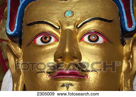 Stock Photo - India, West Sikkim, Statue of Guru Rinpoche (Padmasambhava) at Old Ralang Gompa. It was built in 1768. The monastery belongs of to Karma Kagyu sect; Rabon (Ravangla). Fotosearch