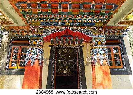 Stock Photo - India, West Sikkim, Yuksom, Prayer Wheel; Norbugang Park. Fotosearch
