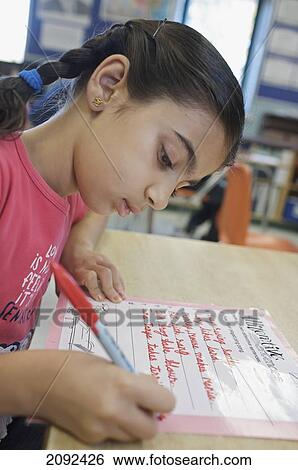 Stock Photograph - Indian Girl In An Esl School; Guelph Ontario Canada. Fotosearch