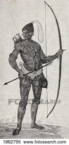 Stock Photography - Indian Warrior Of Florida In The Sixteenth Century Engraved From Le Moynes Original Drawing In The British Museum From The Book The Century Illustrated Monthly Magazine May To October 1883. Fotosearch