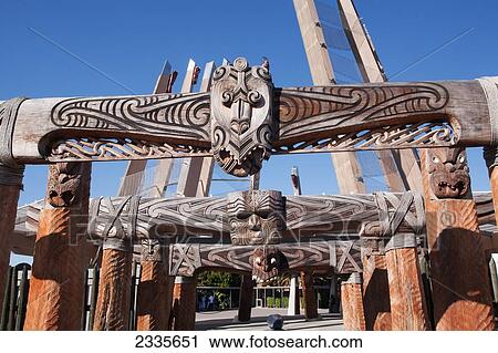Stock Image - Indigenous Totems; New Zealand. Fotosearch