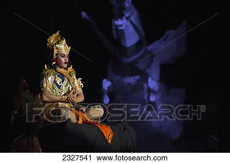 Stock Image - Indonesia, Bali, Barong dancers performing at closing ceremony of annual Bali Arts Festival; Denpasar. Fotosearch