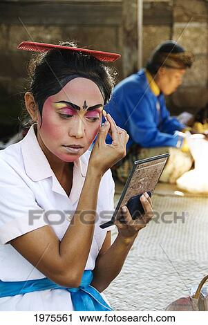 Indonesia, Bali, Batubulan Village, Barong Dance, Barong Dancer Backstage Preparing To Perform. View Large Photo Image Stock Image - Indonesia, Bali, Batubulan Village, Barong Dance, Barong Dancer Backstage Preparing To Perform.. Fotosearch