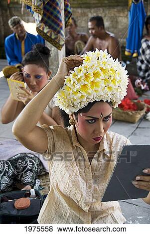 Stock Photo - Indonesia, Bali, Batubulan Village, Barong Dance, Dancer In Costume.. Fotosearch