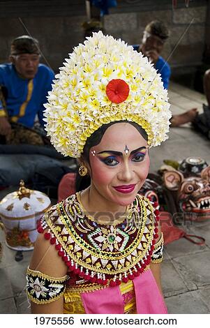 Stock Photograph - Indonesia, Bali, Batubulan Village, Barong Dance, Dancer In Costume.. Fotosearch