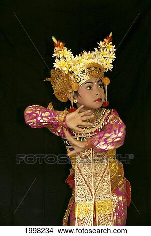 Picture - Indonesia, Bali, Condong Legong Dancer, Child In Costume B1745. Fotosearch