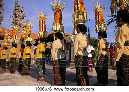 Indonesia, Bali, Nusa Dua Temple Procession, Women With Offerings Atop Head View Large Photo Image Stock Photograph - Indonesia, Bali, Nusa Dua Temple Procession, Women With Offerings Atop Head. Fotosearch