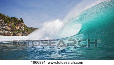 Indonesia, Bali, Padang Padang, Large Wave Breaks At Padang Padang View Large Photo Image Stock Image - Indonesia, Bali, Padang Padang, Large Wave Breaks At Padang Padang. Fotosearch