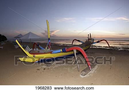 Indonesia, Bali, Sanur Beach, Outrigger Boat On Beach View Large Photo Image Stock Image - Indonesia, Bali, Sanur Beach, Outrigger Boat On Beach. Fotosearch