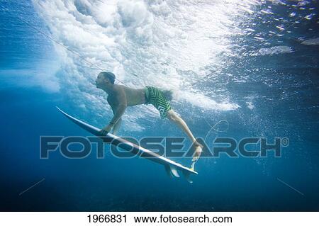 Indonesia, Bali, Surfer Duck Dives Under Wave, View From Underwater View Large Photo Image Stock Image - Indonesia, Bali, Surfer Duck Dives Under Wave, View From Underwater. Fotosearch