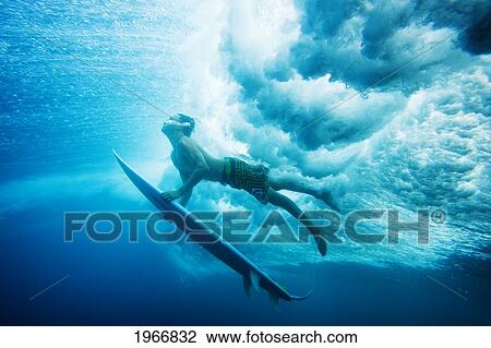 Indonesia, Bali, Surfer Duck Dives Under Wave, View From Underwater View Large Photo Image Stock Image - Indonesia, Bali, Surfer Duck Dives Under Wave, View From Underwater. Fotosearch