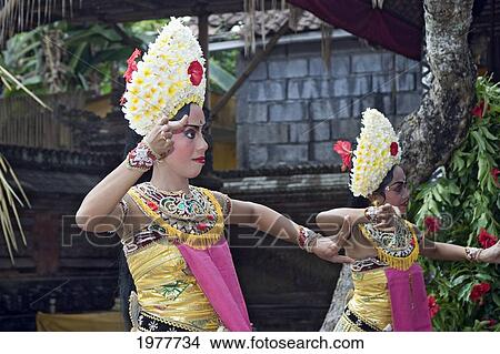 Picture - Indonesia, Bali, Traditional Dancers Perform In A Small Theater.. Fotosearch