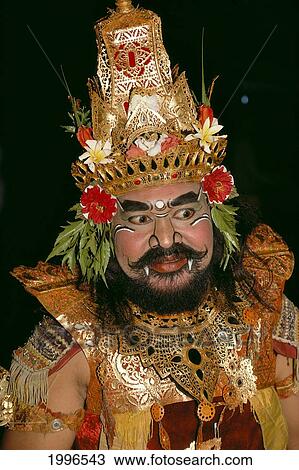Stock Image - Indonesia, Bali, Ubud, Dance Performance Temple Festival Portrait Of Local Man A63D. Fotosearch