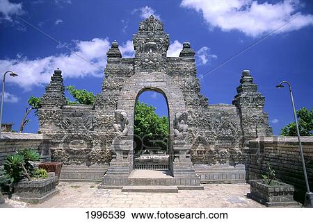 Stock Photo - Indonesia, Bali, Ulu Watu Temple Outside Gateway, Exterior Architecture A63H. Fotosearch