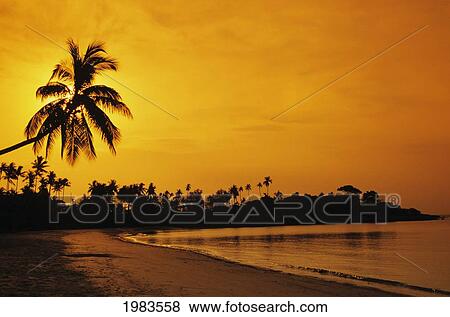 Stock Photo - Indonesia, Bintan Island Resort, Beach At Sunset.. Fotosearch