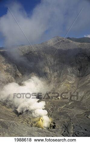 Indonesia, Java, Bromo Tengger Semeru National Park, Smoke Coming From Inside Of Mount Bromo Crater View Large Photo Image Stock Photo - Indonesia, Java, Bromo Tengger Semeru National Park, Smoke Coming From Inside Of Mount Bromo Crater. Fotosearch