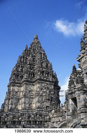 Stock Photo - Indonesia, Java, Prambanan, Closeup Of Top Of Temple. Fotosearch