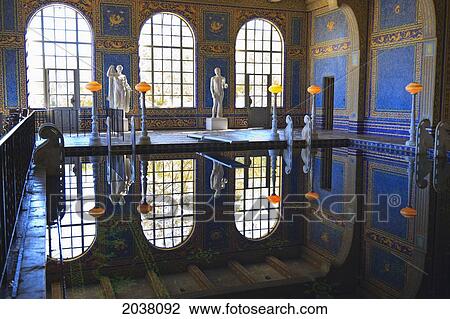Stock Image - Indoor Swimming Pool In Hearst Castle A Mediterranean Style Mansion Near San Simeon; California United States Of America. Fotosearch
