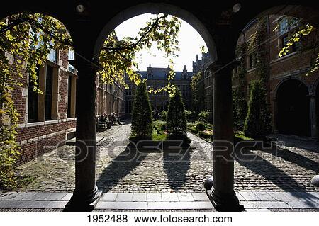 Stock Photo - Inner courtyard of the Plantin-Moretus House-Workshops-Museum, Antwerp, Belgium. Fotosearch