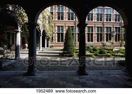 Inner courtyard of the Plantin-Moretus House-Workshops-Museum, Antwerp, Belgium View Large Photo Image Stock Photo - Inner courtyard of the Plantin-Moretus House-Workshops-Museum, Antwerp, Belgium. Fotosearch