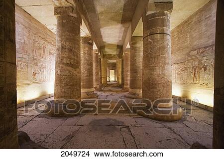 Picture - Inner Hypostyle Hall Of The Temple Of Seti I, Abydos, Sohag, Egypt. Fotosearch