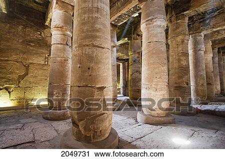 Stock Image - Inner Hypostyle Hall Of The Temple Of Seti I, Abydos, Sohag, Egypt. Fotosearch