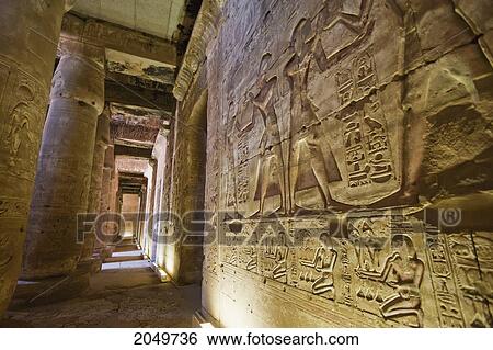 Stock Photograph - Inner Hypostyle Hall Of The Temple Of Seti I, Abydos, Sohag, Egypt. Fotosearch