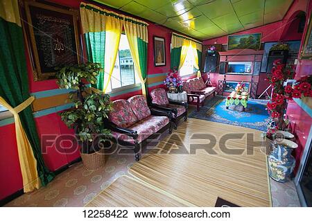 Stock Image - Inside a local house in the floating village; Bandar Seri Begawan, Brunei. Fotosearch