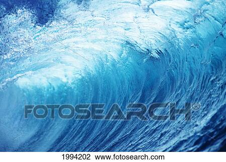 Inside Glassy, Blue Wave Curling Over, Closeup View Large Photo Image Stock Image - Inside Glassy, Blue Wave Curling Over, Closeup. Fotosearch